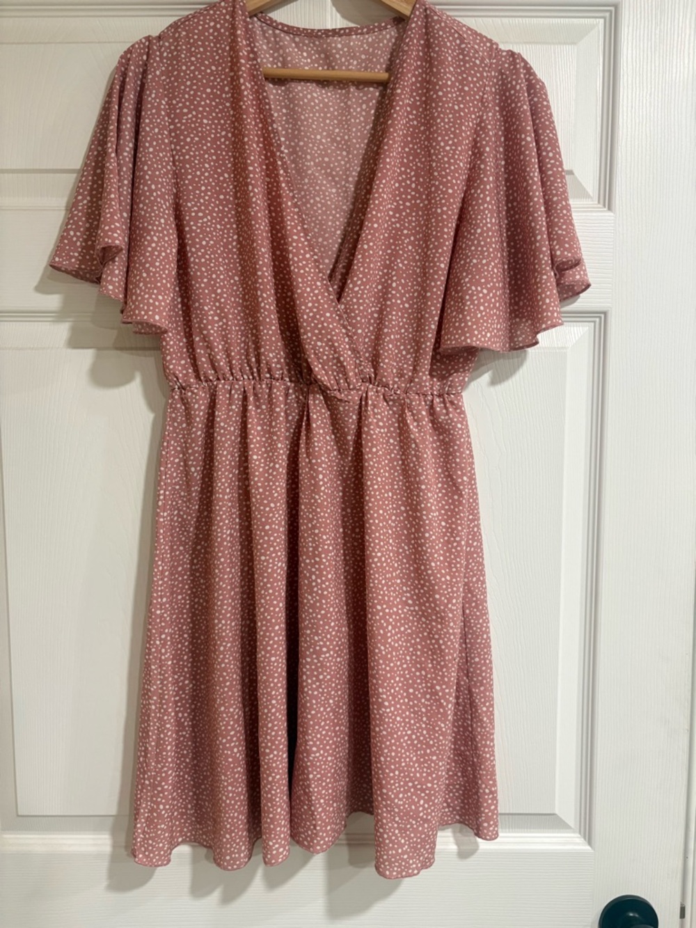 SHEIN Mauve Pink Dot Midi Dress